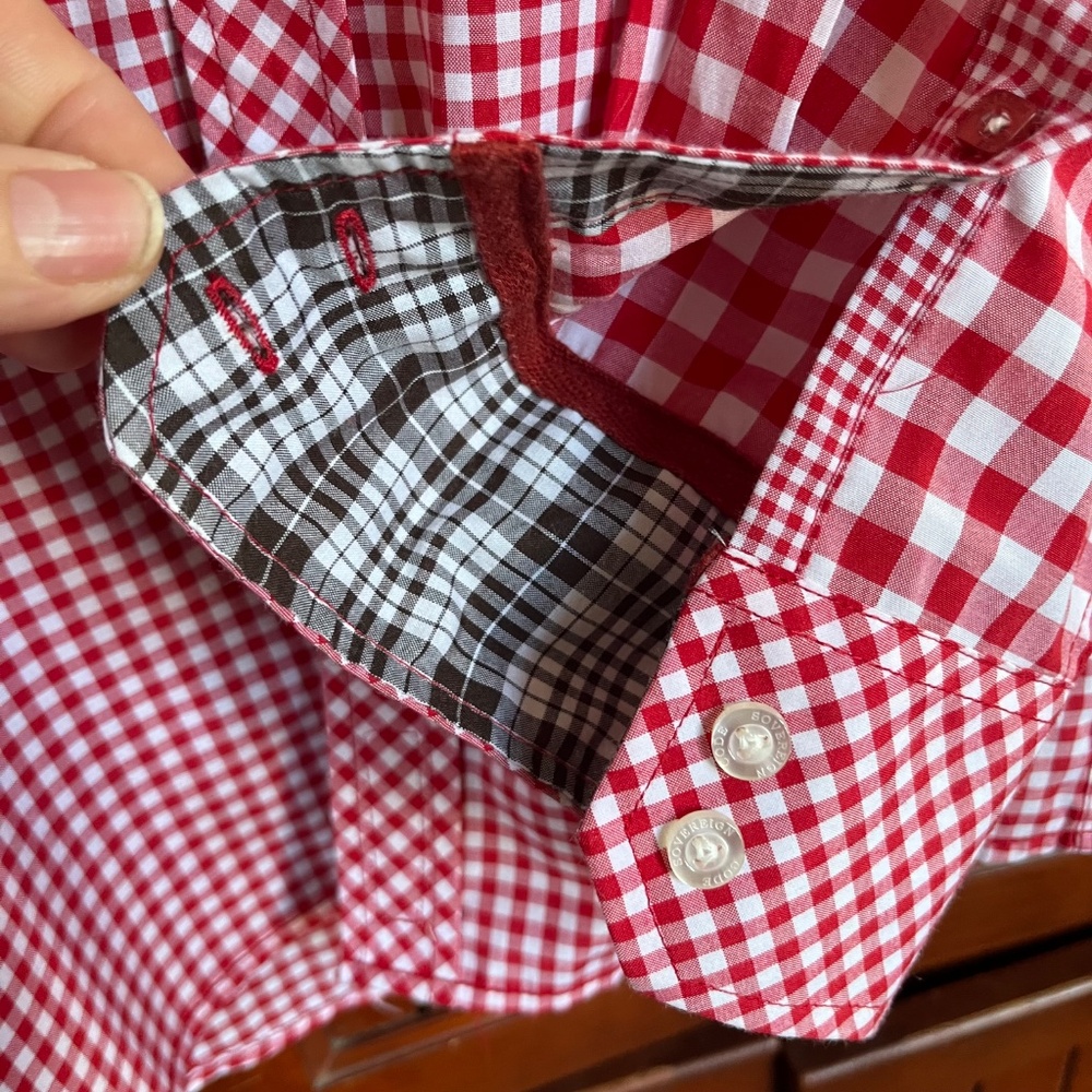 Sovereign Code Sherman Red Gingham Button Up Roll… - image 6